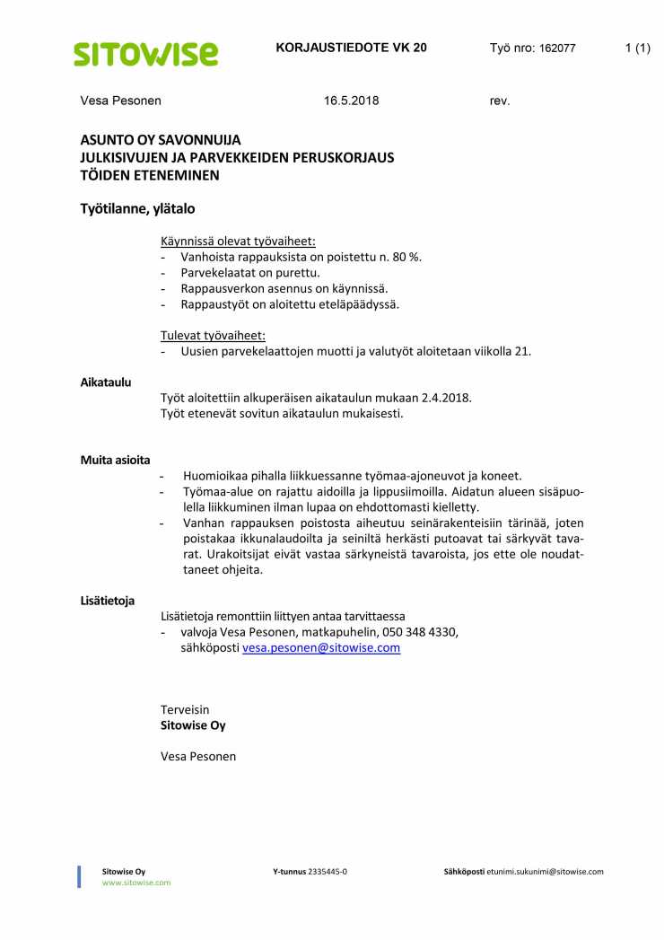 Korjaustiedote vk 20